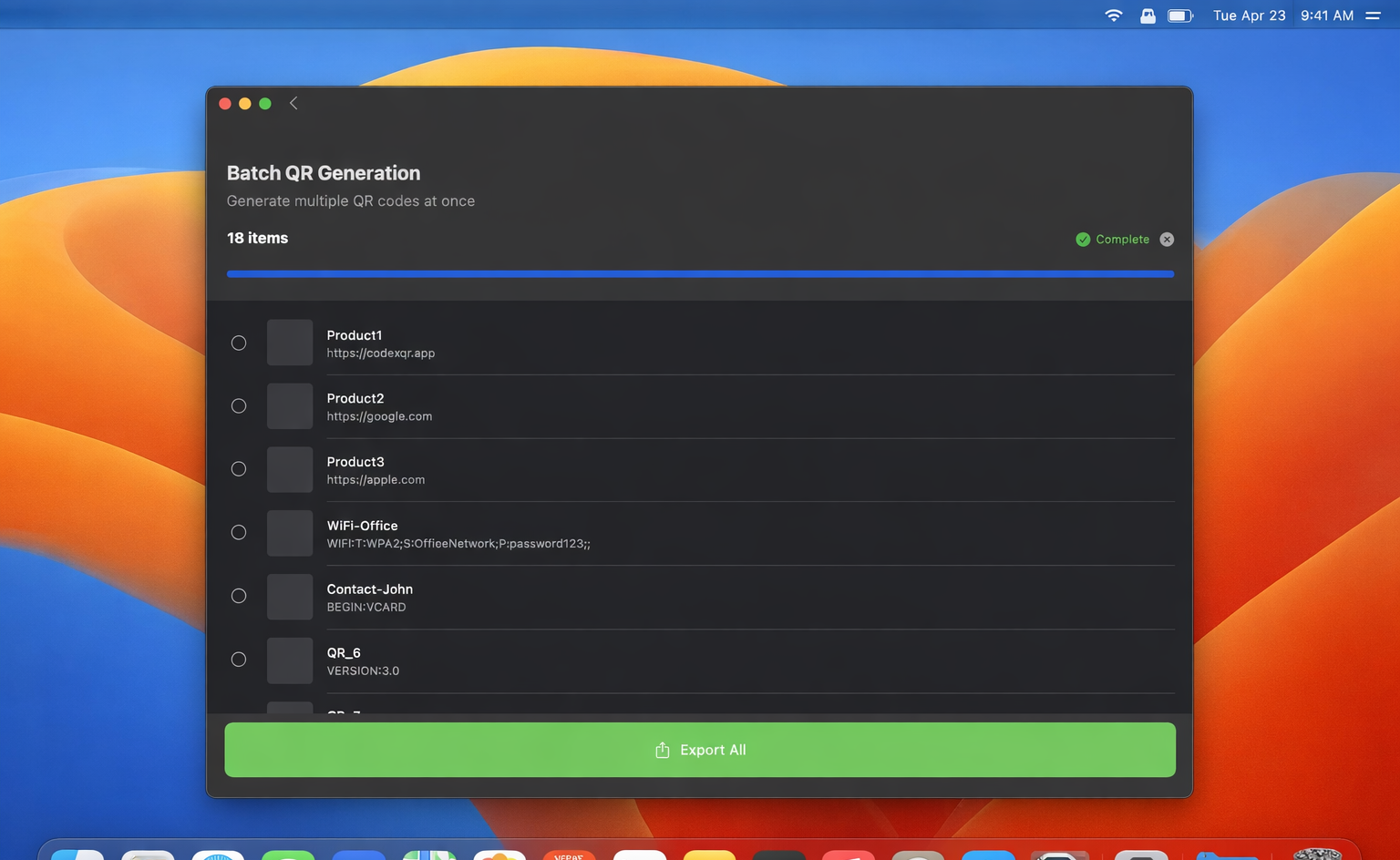 Batch QR code generation in progress