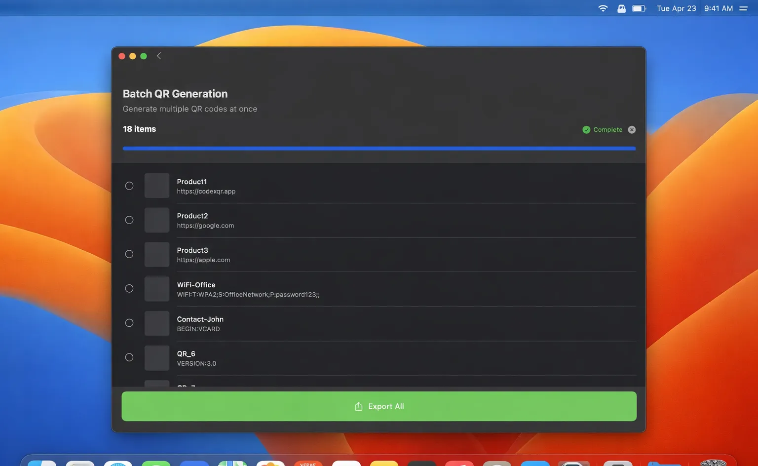 Batch QR code generation in progress