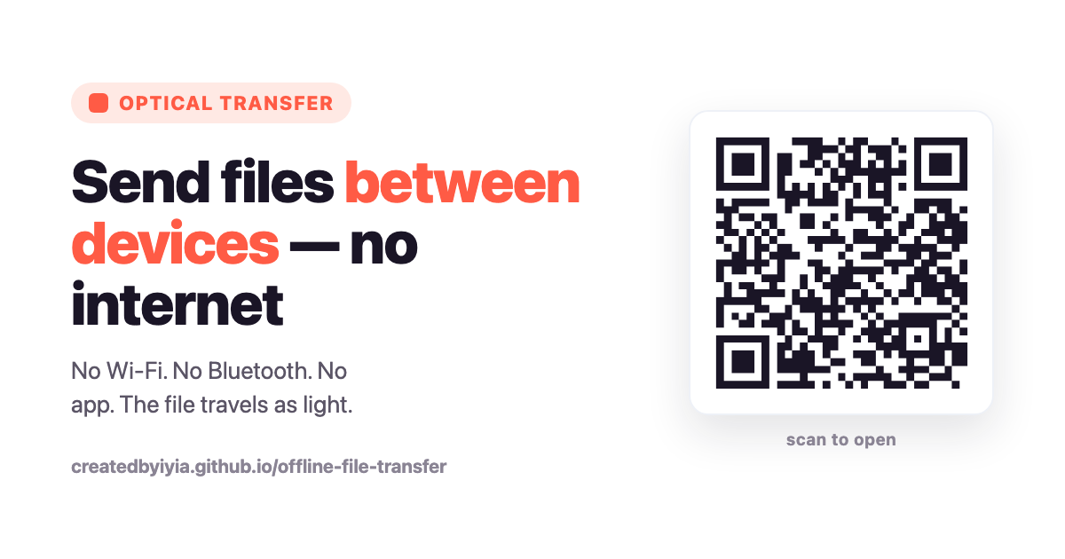 Optical Transfer — send files between devices with no internet