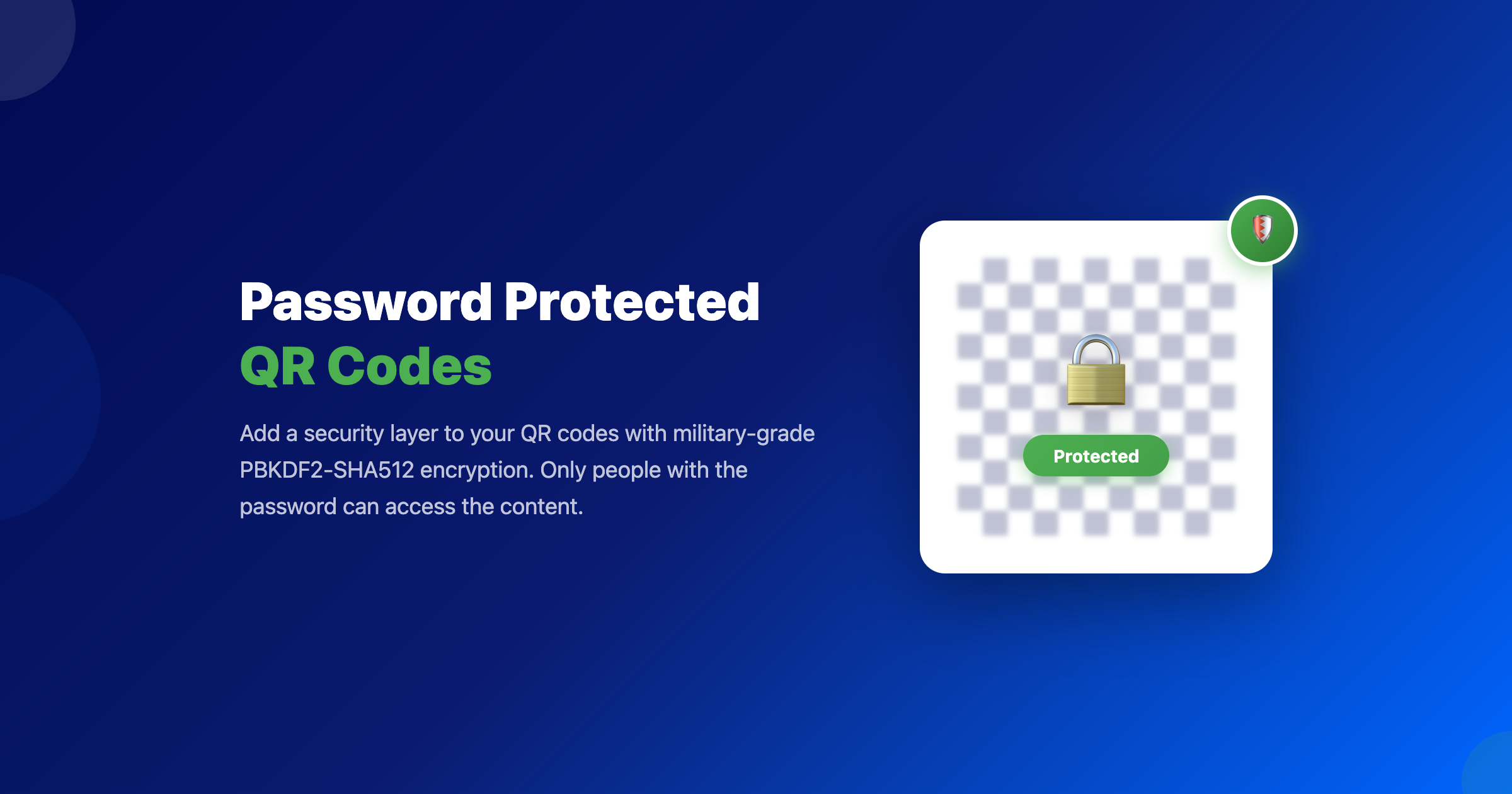Password protected QR code requiring a password before revealing content