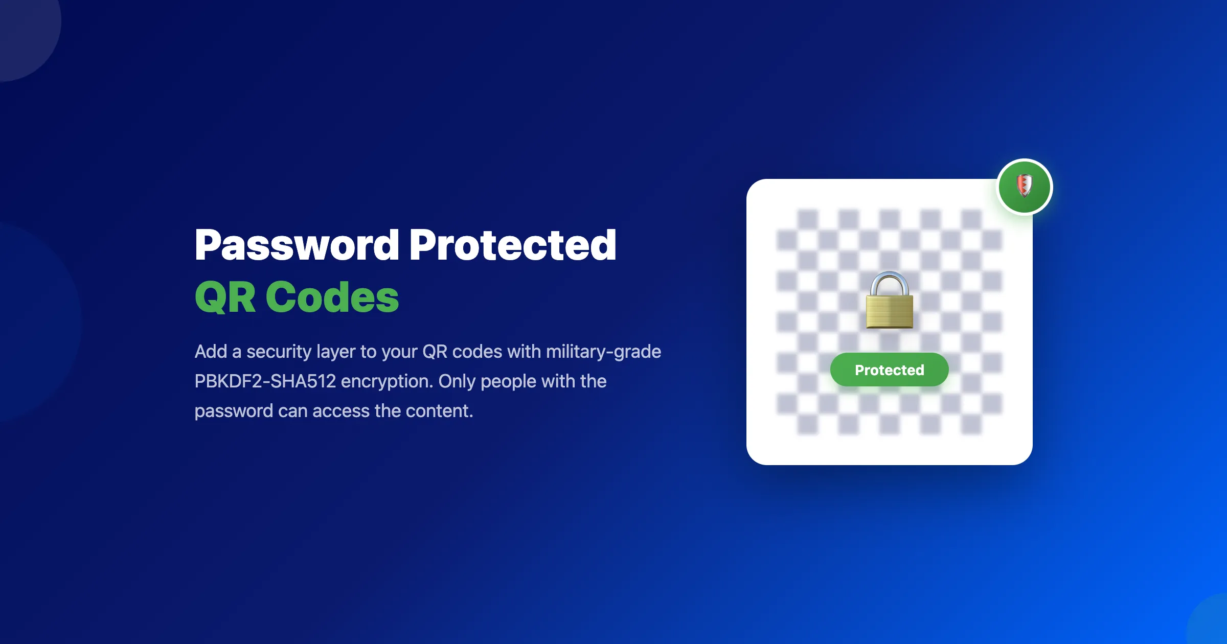 Password protected QR code requiring a password before revealing content
